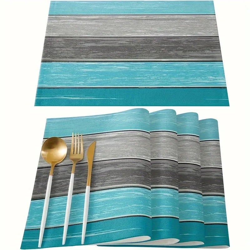 tapis table moderne rayés bleu gris résistants l'eau pièces 30x45cm minimaliste