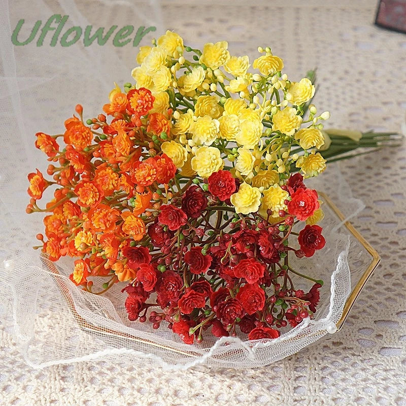 bouquets artificiels fleurs simples blanc jaune rouge rustique naturel mariage décoration tableintérieur
