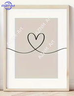 cadre art mural lettres coeur sweet dreams moderne minimaliste beige clair noir blanc
