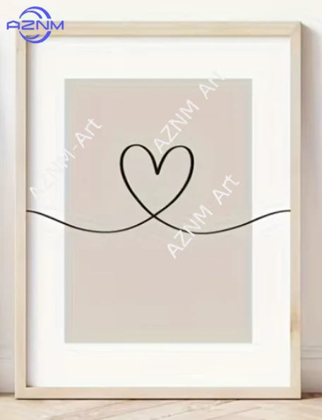 cadre art mural lettres coeur sweet dreams moderne minimaliste beige clair noir blanc