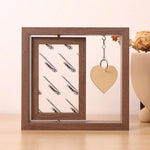 cadre photo double face bois marron rustique suspendu élément décoratif petite lampe cœur bois
