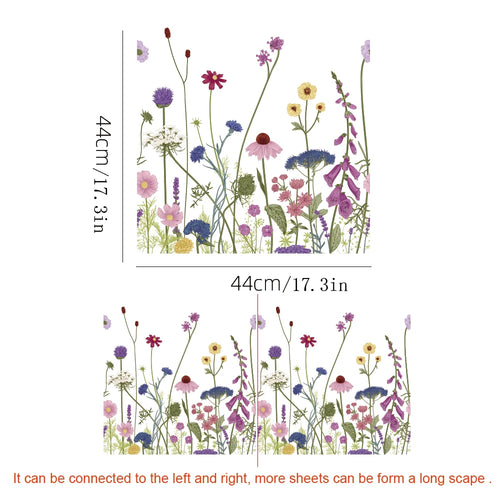 autocollants muraux fleurs sauvages multicolores diy décoration vitre stickers opaques adhésifs réalistes nouvelle année