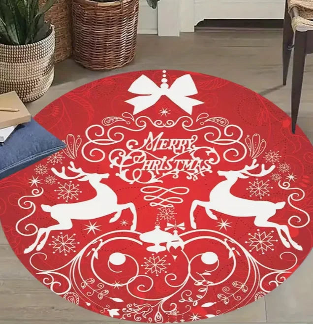 tapis rond père noël lanterne magique moderne salon chambre extérieur festive polyester