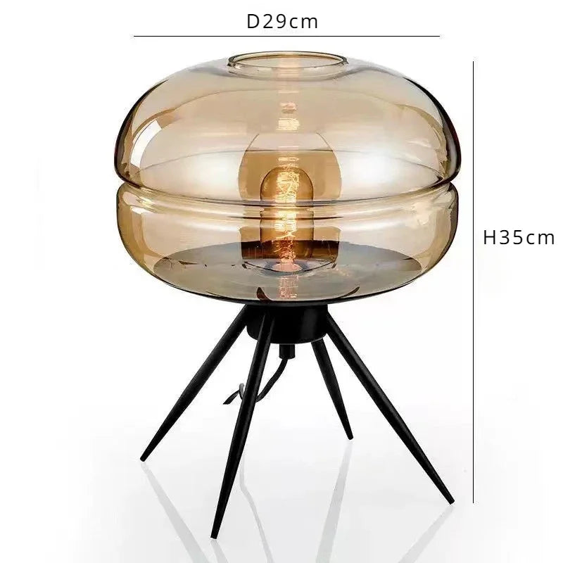 lampe sol moderne transparente ampoule filament noir gris fumé led verre minimaliste