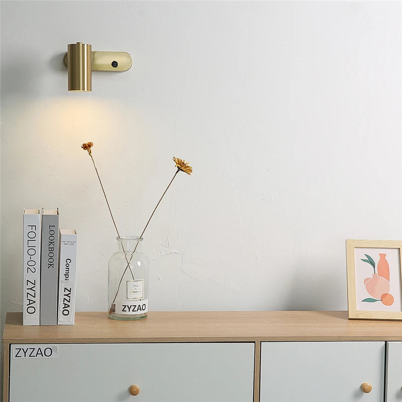 applique murale moderne dorée led éclairage quotidien fixée mur interrupteur bouton contemporain