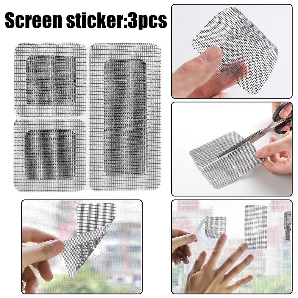 patchs réparation moustiquaire adhésifs gris maille fine opacité pratique utilitaires fenêtre porte four pieces