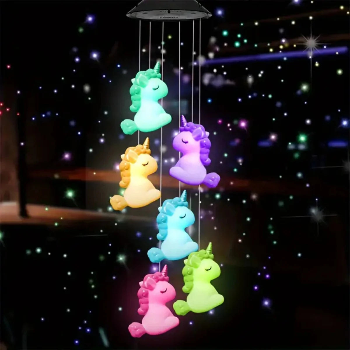 Mobile lumineux solaire multicolore figurines animales deco balcon jardinextérieur led