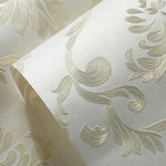 papier peint fleur motif relief classique baroque élégant chambre salon decoration résistant humidité