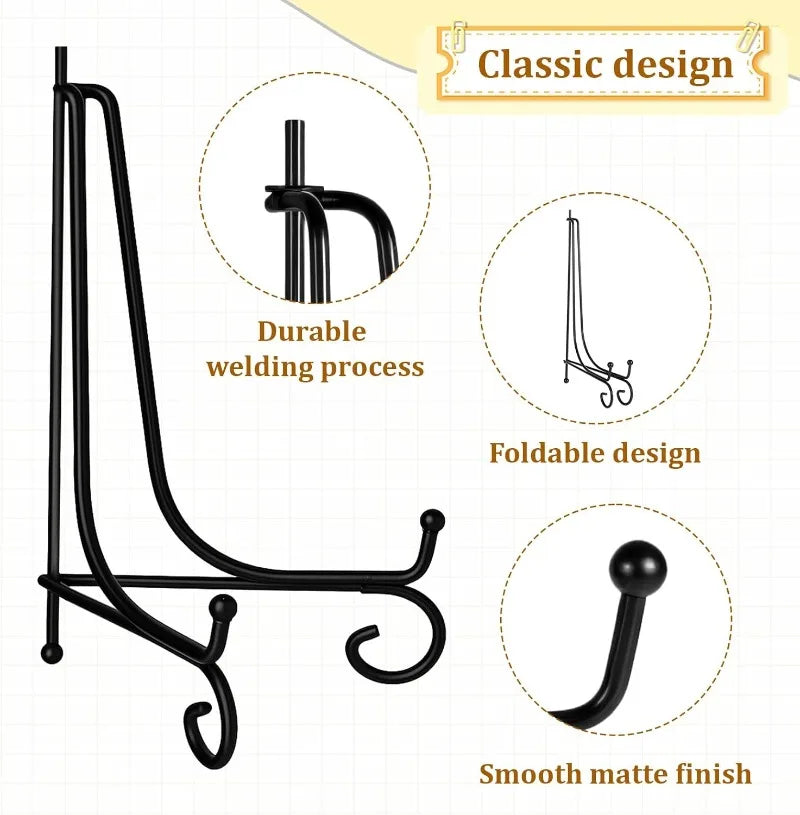 support d'affichage pliable fer noir élégant classique utilisation multiple affichages