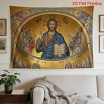 tapisserie murale ancienne or religieuse christ ange décoration intérieure chambre living polyester moderne