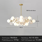 suspension lumineuse moderne multicolore boules translucides branches métalliques led salon chambre