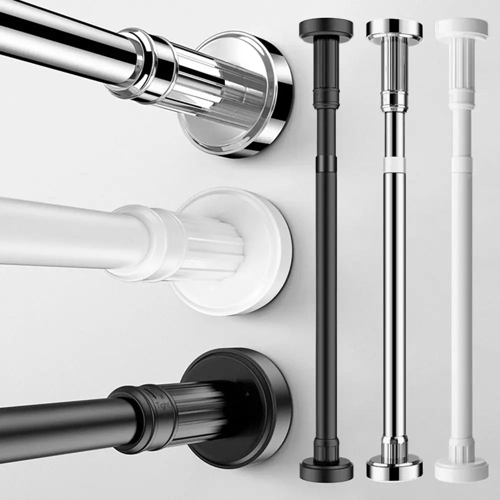 Support de séchage télescopique sans perçage en acier inoxydable noir