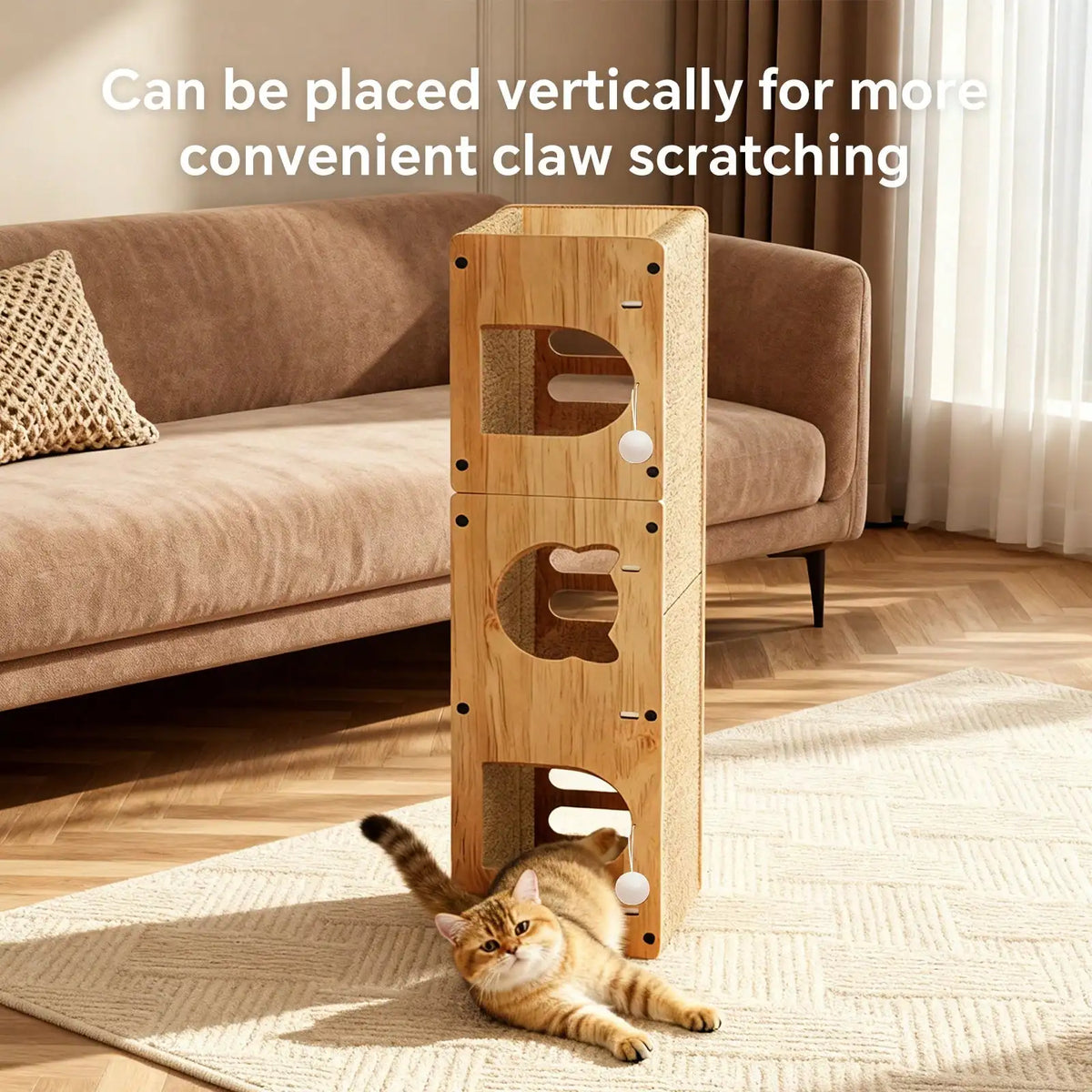 tunnel griffoir chat sisal bois balles suspendues moderne minimalisteintérieur jouet cat scratcher extra large