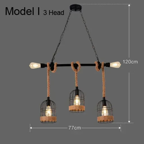 suspension lumineuse industrielle vintage corde naturelle métal noir ampoules opacité