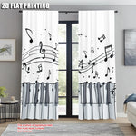 rideau moderne notes musique piano blanc noir polyester deux panneaux