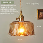 suspension lumineuse vintage transparente relief doré éclairage rétro chambre salon
