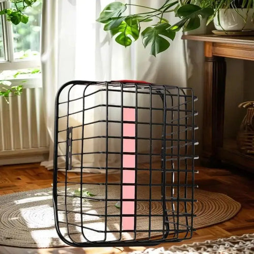 panier arrière vélo panneau lumineux rouge grille métallique industrielle fixations métalliques sac dos tapis