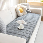 housse canapé gris clair rayures horizontales flanelle salon hiver moderne