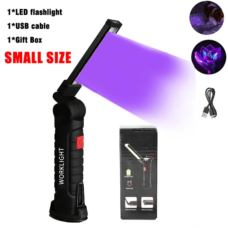 lampe torche uv led rechargeable aimant noir texturé pratique robuste
