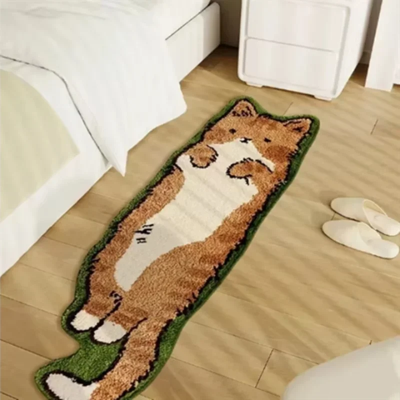 tapis dessin animé chat cartoon marron gris rose beige blancintérieur extérieur voyage antidérapant polyester