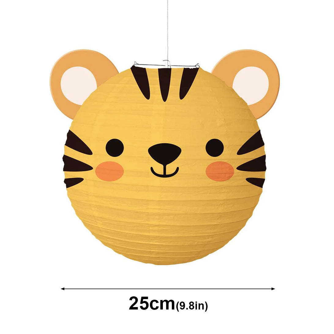 lanternes papier animaux dessin animé ours tigre panda cochon enfant carte blanche opaque suspendues