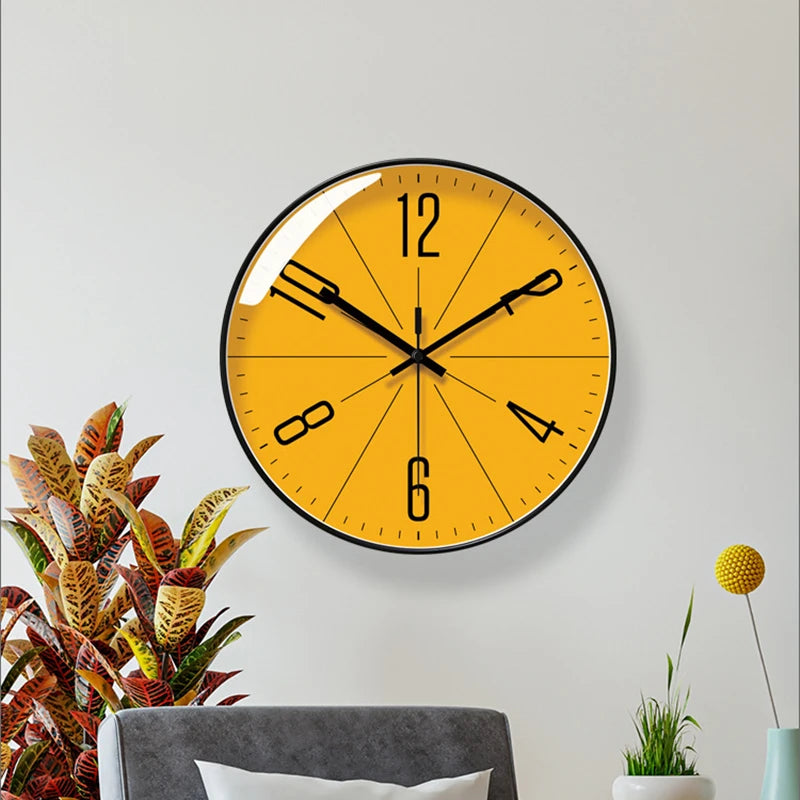 horloge murale moderne quartz facile lecture salon dorée aiguilles noires