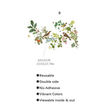 décoration fenêtre sticker floral oiseaux branches feuilles transparente naturelle 52x30cm 23.62x13.78in