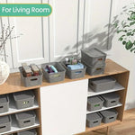 boîtes rangement réutiliables tressées gris blanc modernes minimalistes pièces couvercles plastique