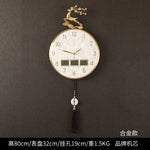 horloge murale moderne ornement cerf cadre doré aiguilles tissu noir pompon nouveau chinois