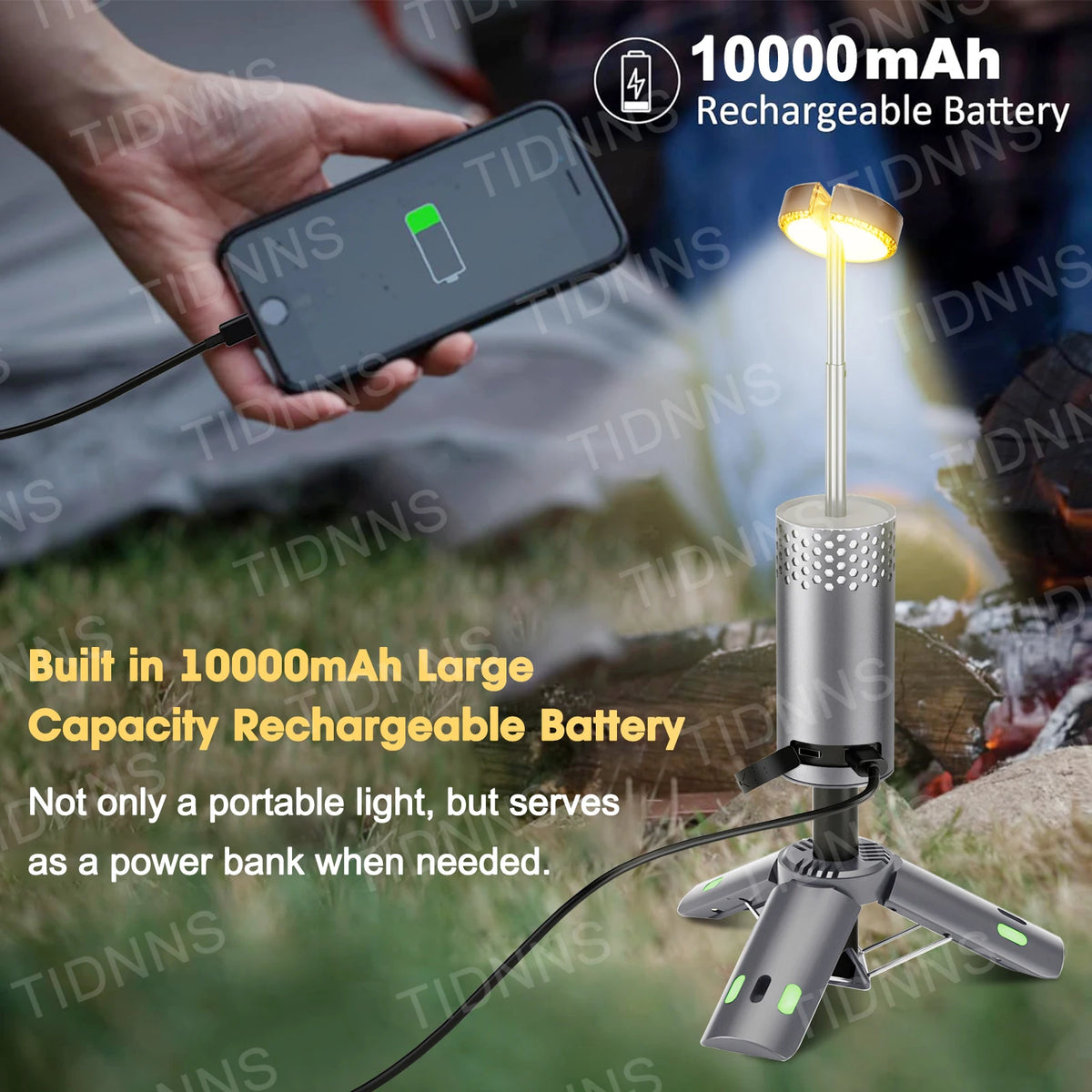 lampe poche portable rechargeable led doré gris perforée boutons noirs moderne compact trépied magnétique