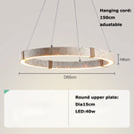 suspension lumineuse moderne fer blanc texture pierre minimaliste chaînes métalliques