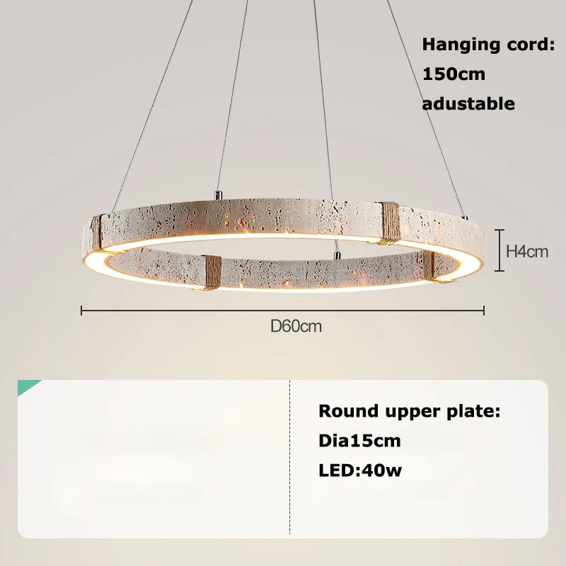 suspension lumineuse moderne fer blanc texture pierre minimaliste chaînes métalliques