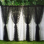 rideau dentelle florale polyester romantique noir blanc ondulé translucide bohème tringle