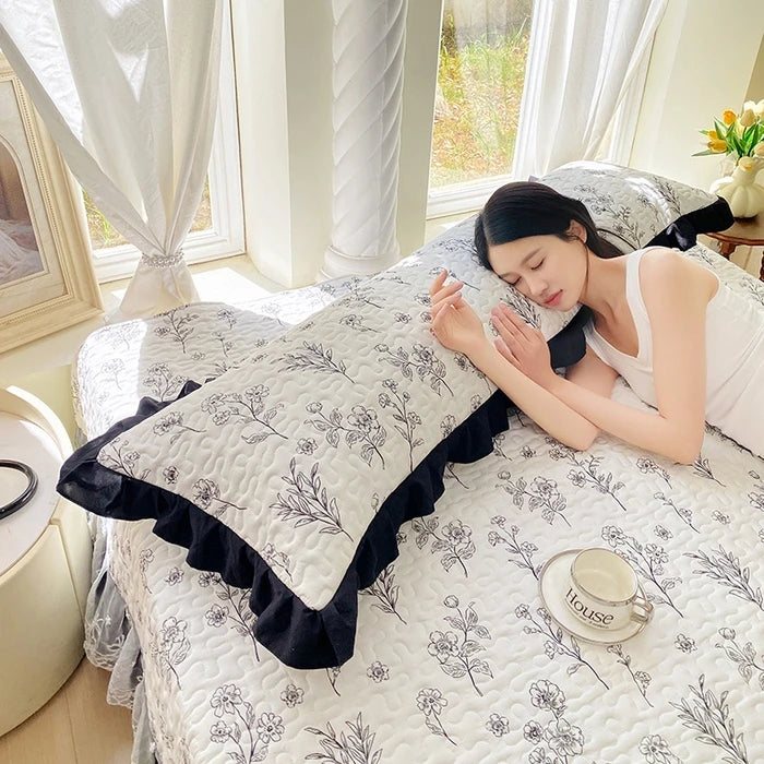 taies d'oreiller polyester non toxique motif points doux blanc housse lit couple usage domestique