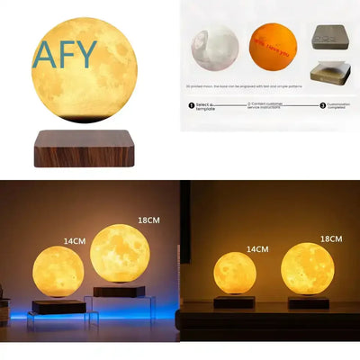 Lampe lune lévitation magnétique flottante vue de face