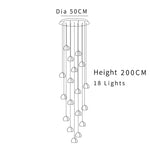suspension lumineuse moderne transparente cristal ampoules led 200cm haute luminosité