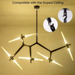 lampe suspendue moderne tube verre noir blanc doré structure géométrique scandinave suspension câble led