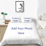 Housse de couette personnalisée avec photo imprimée en 3D sur lit