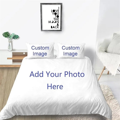 Housse de couette personnalisée avec photo imprimée en 3D sur lit