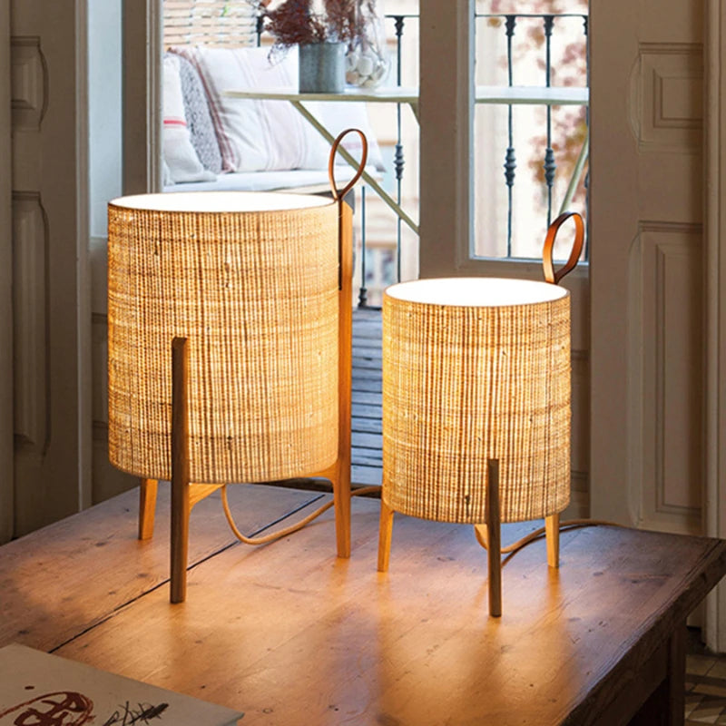 lampe table bois tissu naturel moderne beige brun clair éclairage intérieur salon chambre coucher