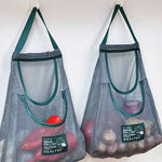 sac rangement maille gris vert moderne poignées crochets LIFE IS HARD ENJOY SOFT