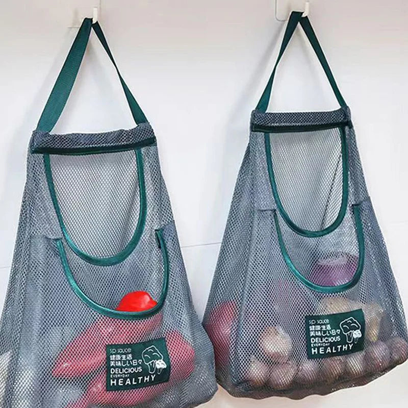 sac rangement maille gris vert moderne poignées crochets LIFE IS HARD ENJOY SOFT