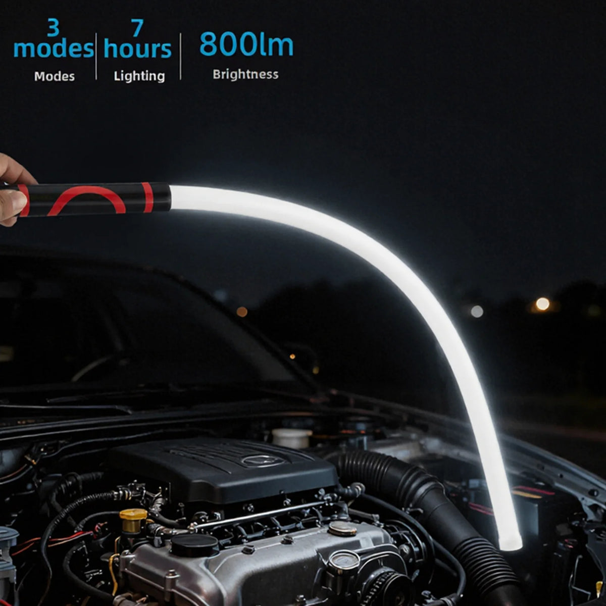 tube lumineux flexible led blanc rayures rouges moderne connecteur usb type rechargeable atelier