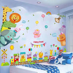 stickers muraux animaux cartoon multicolores enfants deco chambre salon adhésifs