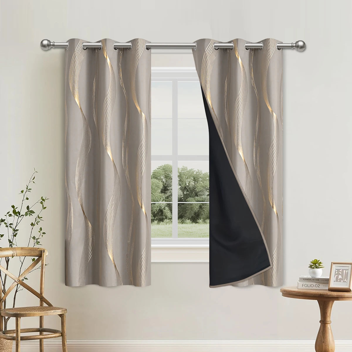 rideaux noir doré marbré ondulés opaques isolation thermique 100x250cm 132x241cm moderne élégantôtel