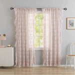 rideau transparent fleuri dentelle rose vintage romantique maison
