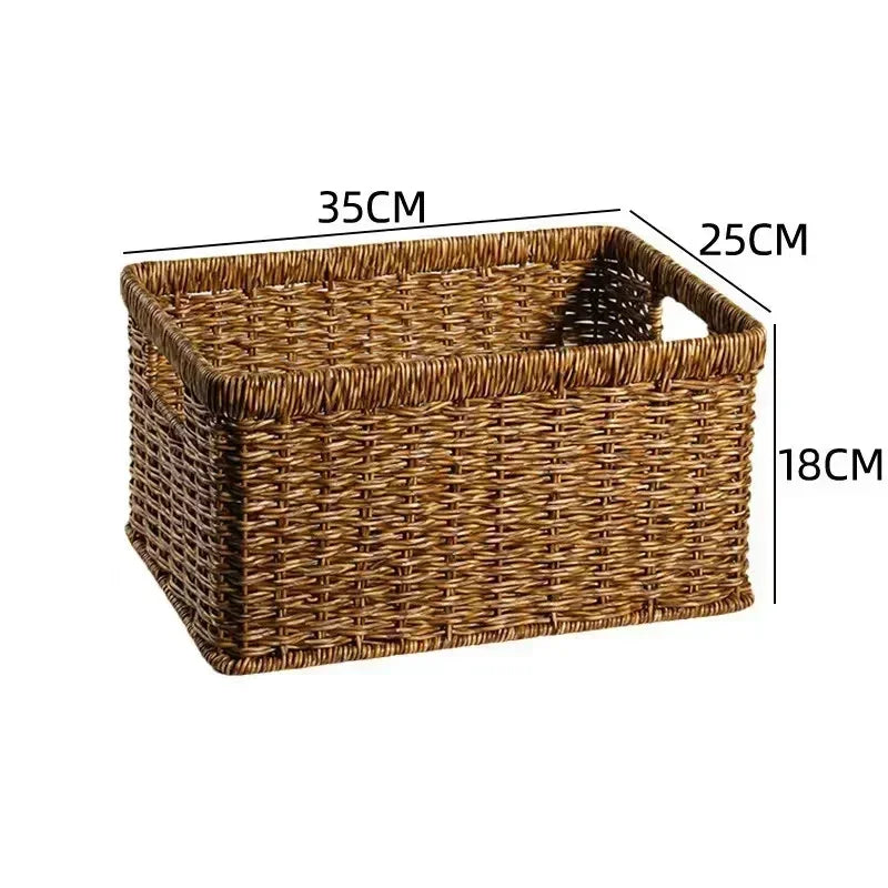panier tressé marron clair rustique pliable imperméable utilisation multiple respectueux environnement poignées intégrées