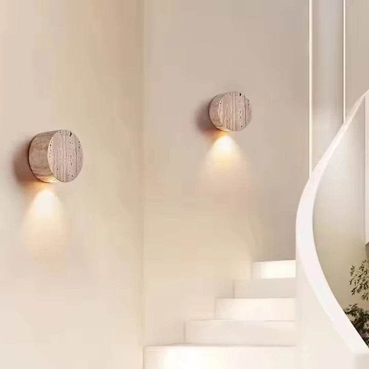 applique murale led pierre travertin jaune wabi sabi moderne éclairage quotidien beige clair minimaliste