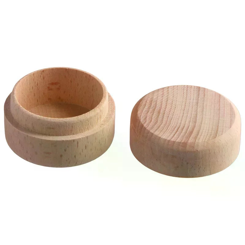 boîte rangement bijoux bois naturelle minimaliste grain visible hauteur 3.5cm diamètre 5cm organisation simple