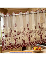 rideau brodé floral transparent classique blanc rouge beige salon cuisine